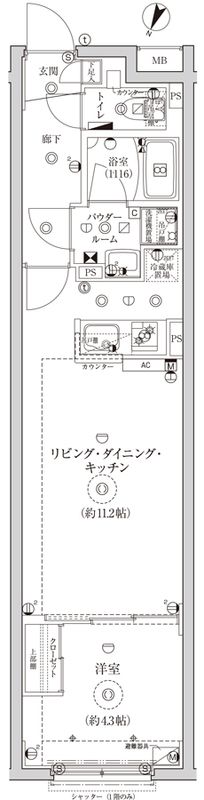 グローリオシェルト池袋IIの間取り