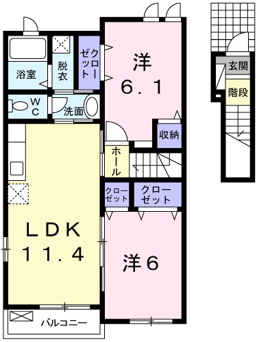 赤穂市砂子のアパートの間取り