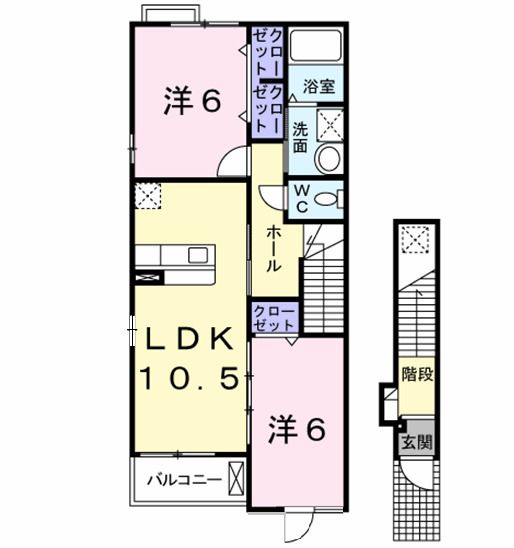 【神栖市深芝南のアパートの間取り】