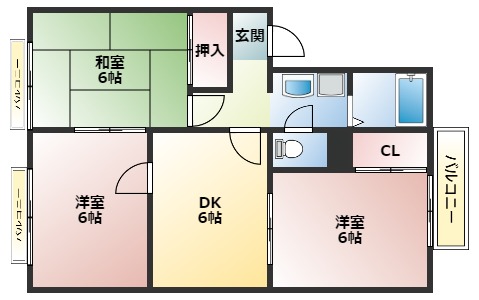 神戸市西区王塚台のアパートの間取り