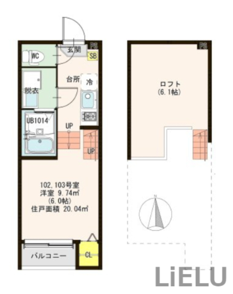 仙台市宮城野区福住町のアパートの間取り