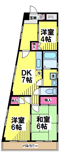 【調布市国領町のマンションの間取り】