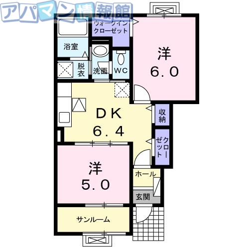 新潟市西蒲区巻のアパートの間取り