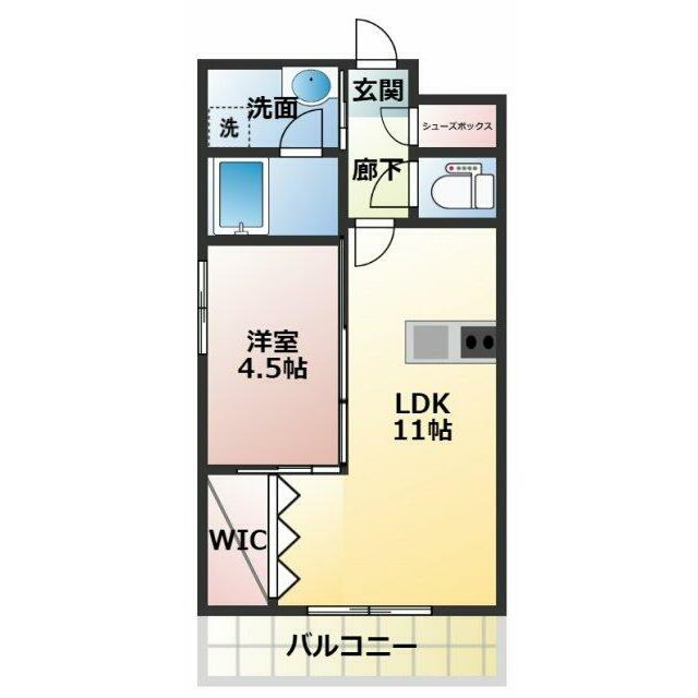 熊本市中央区九品寺のマンションの間取り