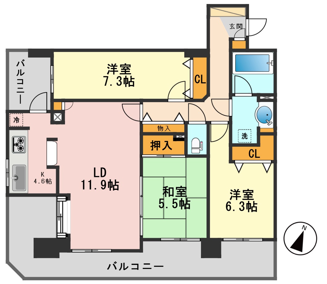 江戸川区新堀のマンションの間取り