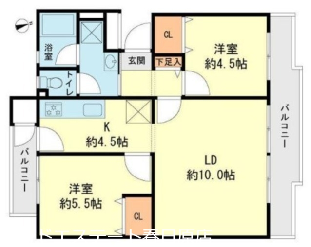 大野城市下大利団地のマンションの間取り