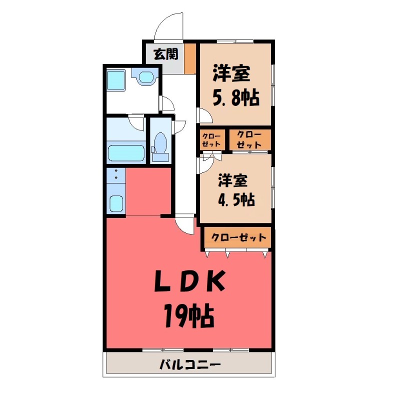 宇都宮市今泉のマンションの間取り