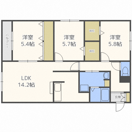 札幌市西区琴似二条のマンションの間取り