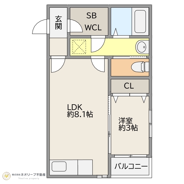 【北九州市戸畑区元宮町のアパートの間取り】