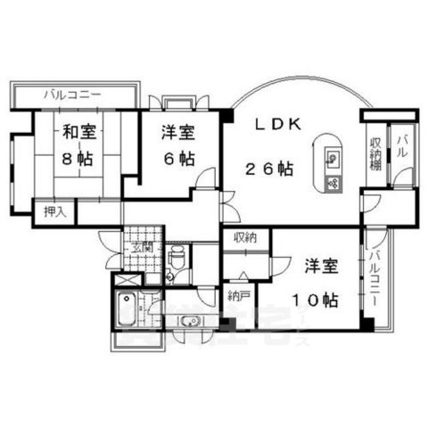 京都市南区東九条西河辺町のマンションの間取り