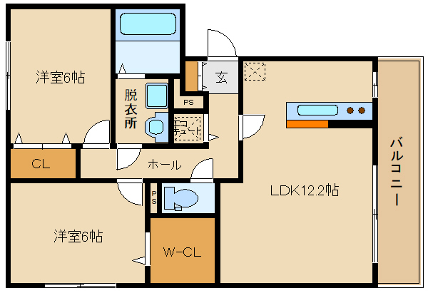 羽曳野市古市のアパートの間取り