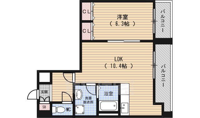 京都市下京区中野之町のマンションの間取り