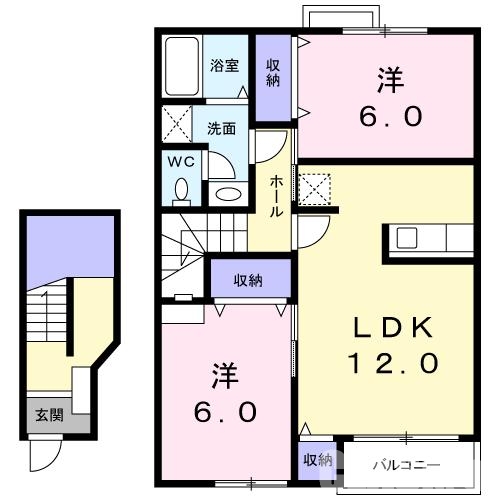 川西市西多田のアパートの間取り