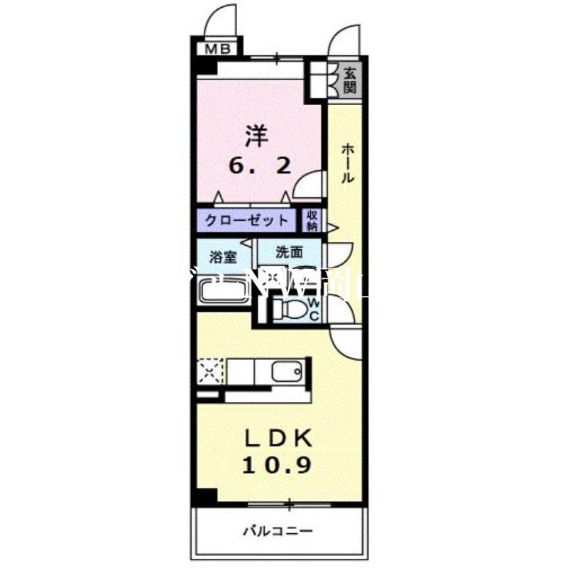 岡山市北区津島福居のマンションの間取り