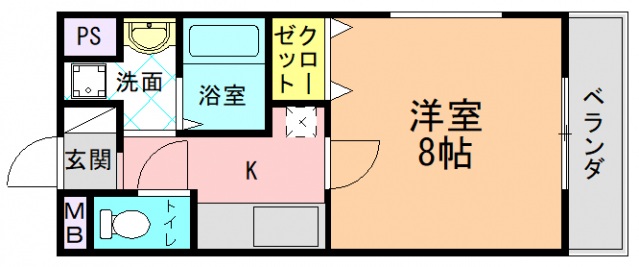 ＪＲ関西本線 王寺駅 徒歩7分 4階建 築29年の間取り写真