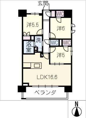 オープンレジデンシア瑞穂桜山ファースト1305の間取り写真