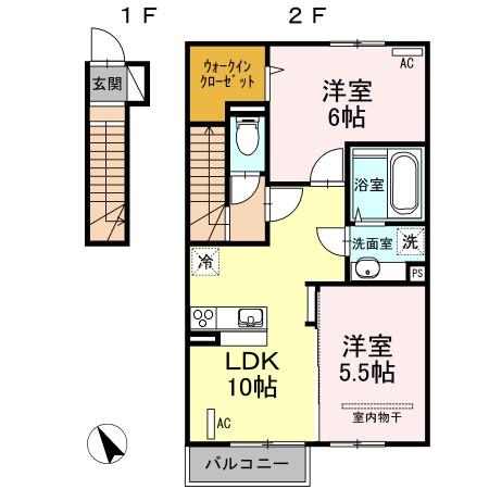 寒河江市新山町のアパートの間取り