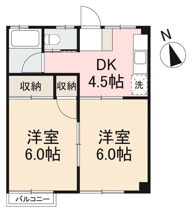 高松市西ハゼ町のアパートの間取り