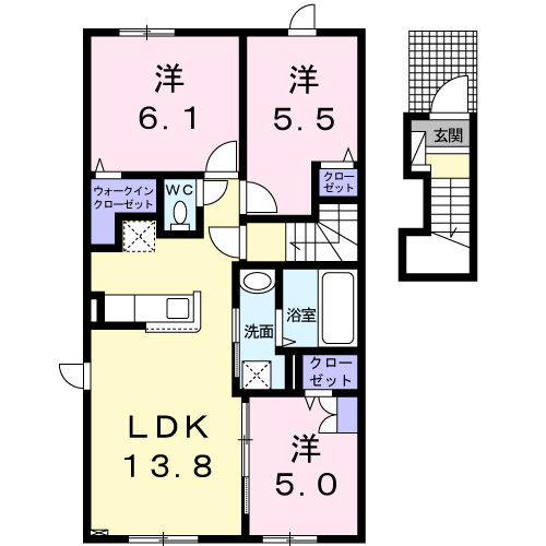 夕張郡長沼町錦町北のアパートの間取り