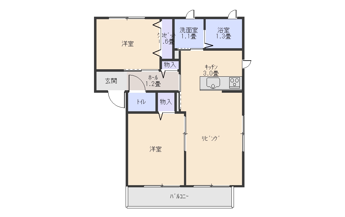 館山市館山のアパートの間取り