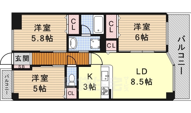 名古屋市南区呼続のマンションの間取り