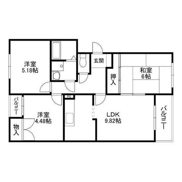 交野市天野が原町のマンションの間取り