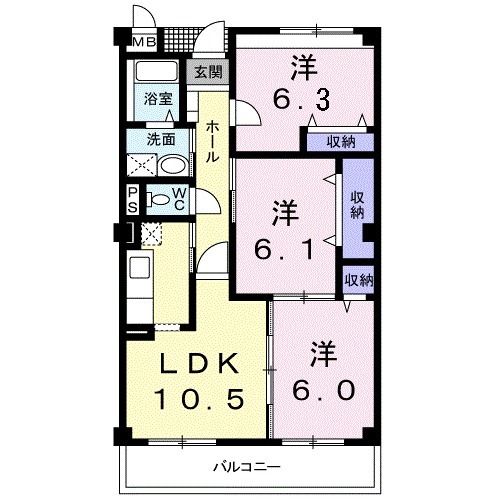 岩沼市たけくまのマンションの間取り