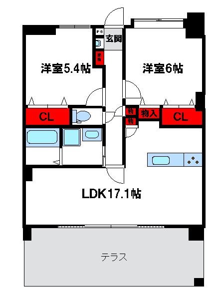 福津市西福間のマンションの間取り