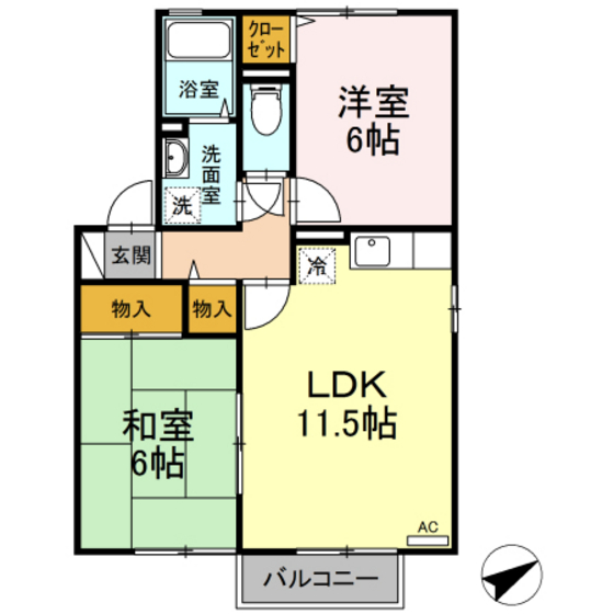 【安芸郡海田町蟹原のアパートの間取り】