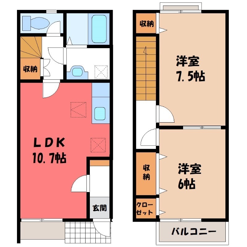 筑西市田宿のアパートの間取り