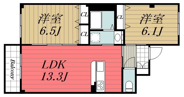 千葉市稲毛区黒砂のマンションの間取り