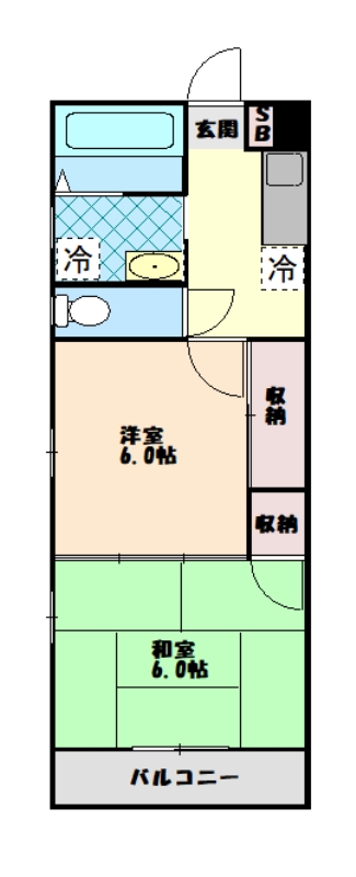 仙台市宮城野区西宮城野のマンションの間取り