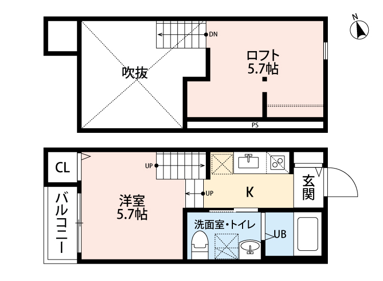 春日市桜ヶ丘のアパートの間取り