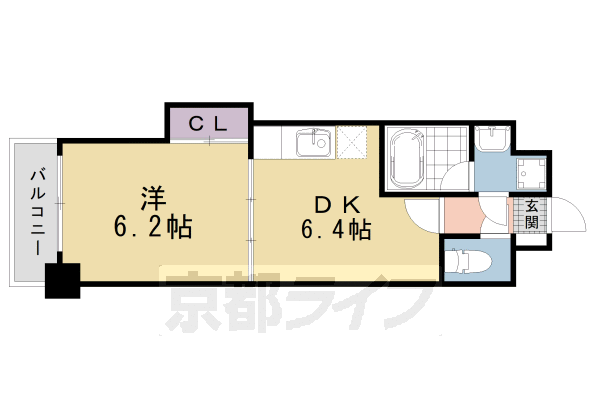 京都市上京区十四軒町のマンションの間取り