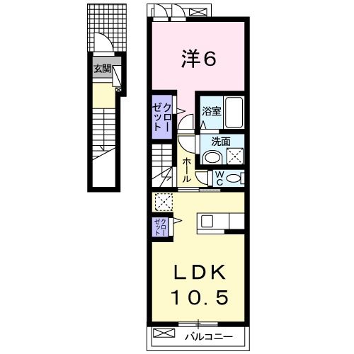 御坊市湯川町財部のアパートの間取り