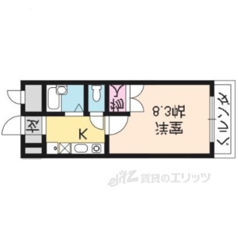 京都市北区大将軍一条町のマンションの間取り