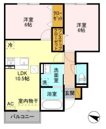 新潟市中央区親松のアパートの間取り