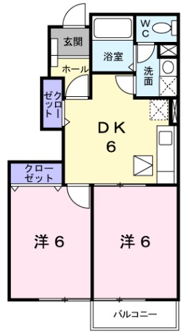 玉野市八浜町大崎のアパートの間取り