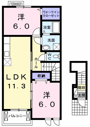 土佐市高岡町のアパートの間取り