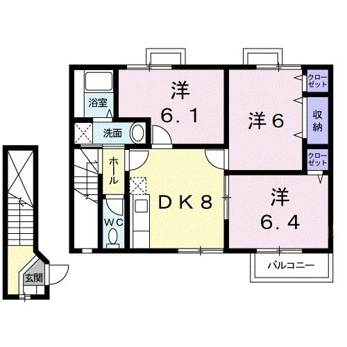 御坊市湯川町小松原のアパートの間取り