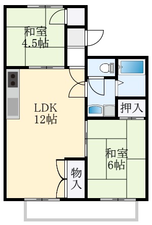 富田林市小金台のアパートの間取り