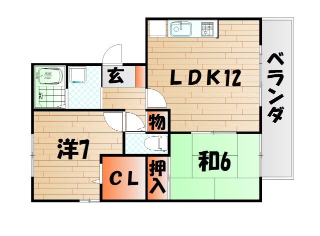 下関市形山みどり町のアパートの間取り