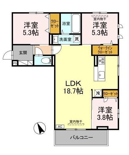 東広島市西条町寺家のアパートの間取り