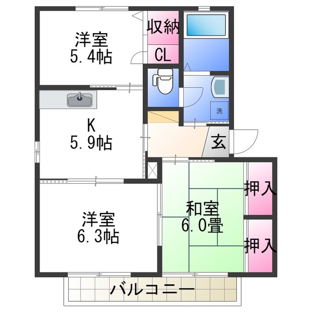 和歌山市本脇のアパートの間取り