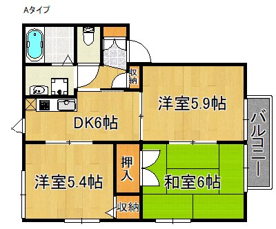 泉南郡熊取町小垣内のアパートの間取り