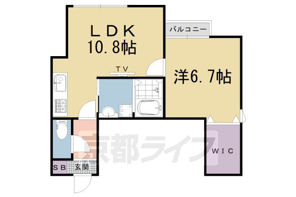 京都市中京区聚楽廻南町のマンションの間取り