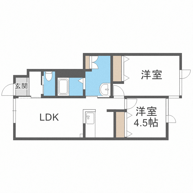 札幌市中央区南十七条西のアパートの間取り