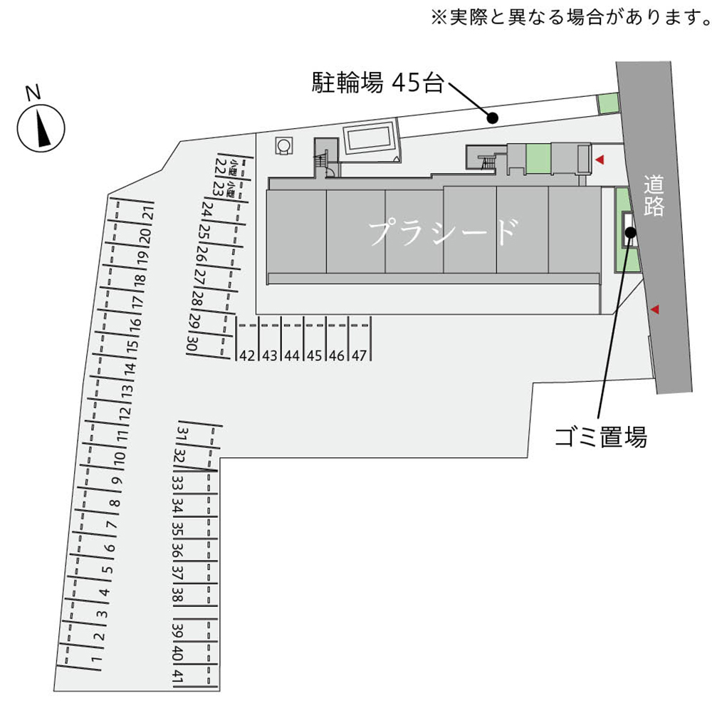 【プラシードの駐車場】