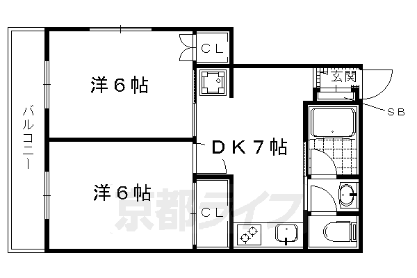 京都市北区大宮田尻町のマンションの間取り