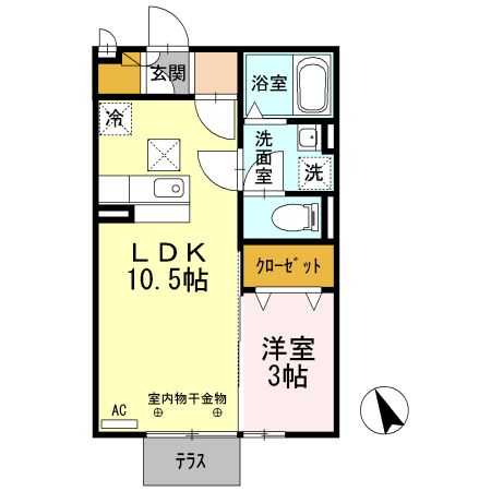 敦賀市山泉のアパートの間取り